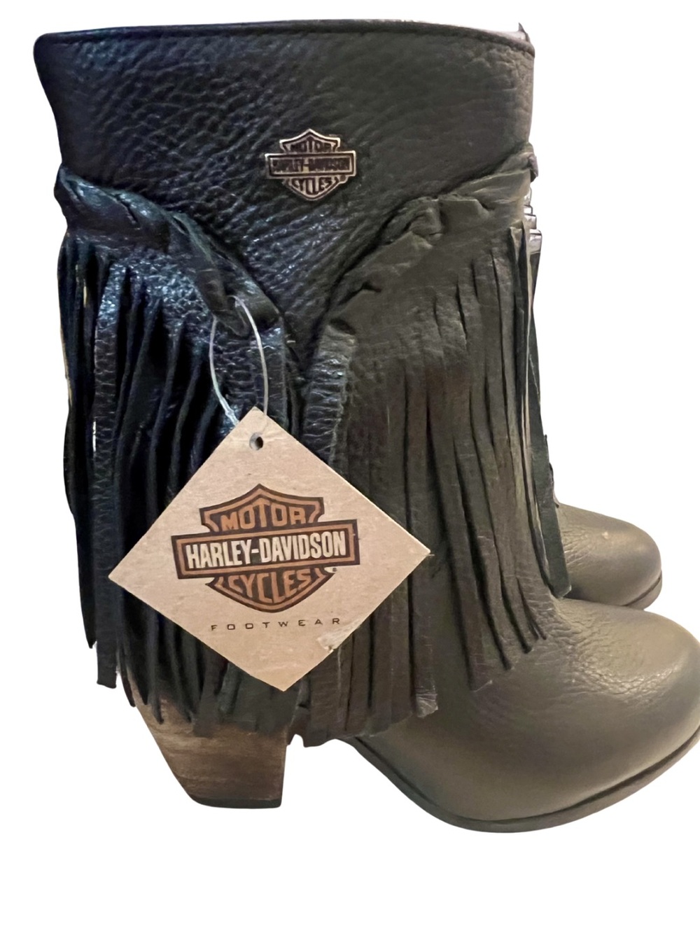 Harley-Davidson Retta Black Leather Fringe Boots Size 5.5 NWT